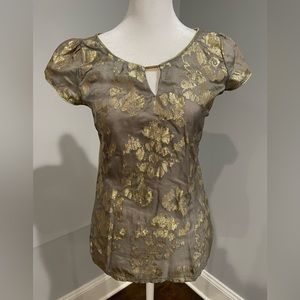 Taupe top with metallic print size XS From The Limited